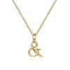 Discount Gabriel & Co. 14K Yellow Gold Ampersand Pendant Necklace with Bezel Set Diamond Drop