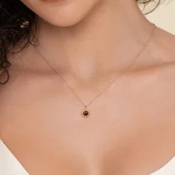 Outlet Gabriel & Co. 14K Yellow Gold and Garnet Bujukan Pendant Necklace