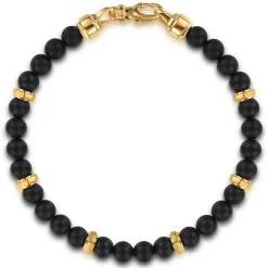 Discount Gabriel & Co. 14K Yellow gold and 6mm Black Titanium Bead Men's Bracelet