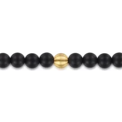 Hot Gabriel & Co. 14K Yellow Gold and 6mm Black Titanium Sandblast Men's Beaded Bracelet