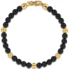 Outlet Gabriel & Co. 14K Yellow Gold and 6mm Black Titanium Sandblast Men's Beaded Bracelet