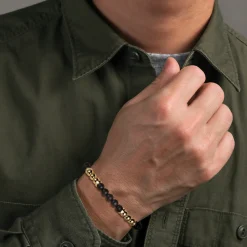 Hot Gabriel & Co. 14K Yellow Gold and 6mm Matte Onyx Beaded Station Bracelet