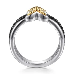 Online Gabriel & Co. 14K Yellow Gold and 925 Sterling Silver Bujukan Black Spinel X Ladies Ring