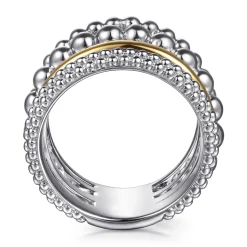 Gabriel & Co. 14K Yellow Gold and 925 Sterling Silver Bujukan Wide Band Ring