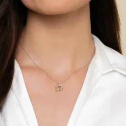 Outlet Gabriel & Co. 14K Yellow Gold and 925 Sterling Silver Bujukan Interlocking Circle Door Knocker Pendant Necklace