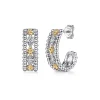 Best Gabriel & Co. 14K Yellow Gold and 925 Sterling Silver Bujukan White Sapphire J Hoop Earrings