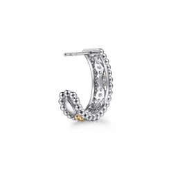 Best Gabriel & Co. 14K Yellow Gold and 925 Sterling Silver Bujukan White Sapphire J Hoop Earrings