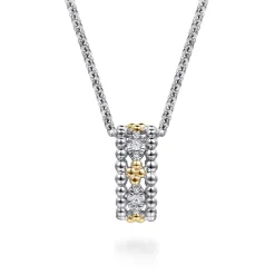 Discount Gabriel & Co. 14K Yellow Gold and 925 Sterling Silver Bujukan White Sapphire Pendant Necklace