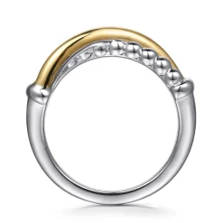 Sale Gabriel & Co. 14K Yellow Gold and 925 Sterling Silver Bujukan Criss Cross Ladies Ring