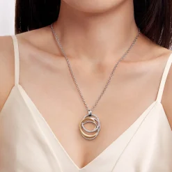 Discount Gabriel & Co. 14K Yellow Gold and 925 Sterling Silver Bujukan Multi Round Link Pendant Necklace