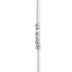 Gabriel & Co. 14K Yellow Gold and 925 Sterling Silver Bujukan Ball White Sapphire Maquise Bar Necklace