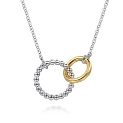Sale Gabriel & Co. 14K Yellow Gold and 925 Sterling Silver Bujukan Interlocking Pendant Necklace