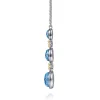 Sale Gabriel & Co. 14K Yellow Gold and 925 Sterling Silver Bujukan Triple Oval Blue Topaz Pendant Necklace