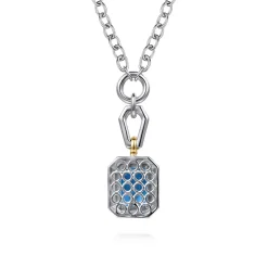Discount Gabriel & Co. 14K Yellow Gold and 925 Sterling Silver Bujukan Blue Topaz Pendant Necklace