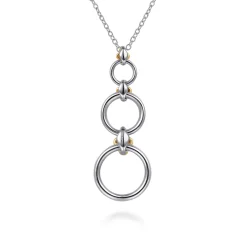 Online Gabriel & Co. 14K Yellow Gold and 925 Sterling Silver Bujukan Round Link Pendant Necklace
