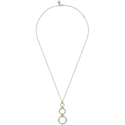 Online Gabriel & Co. 14K Yellow Gold and 925 Sterling Silver Bujukan Round Link Pendant Necklace