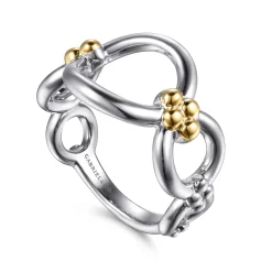 Online Gabriel & Co. 14K Yellow Gold and 925 Sterling Silver Bujukan Round Link Chain Ring