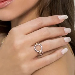 Online Gabriel & Co. 14K Yellow Gold and 925 Sterling Silver Bujukan Round Link Chain Ring