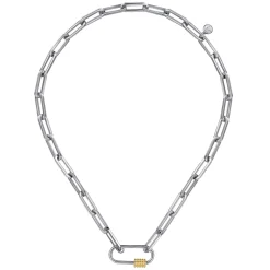 Gabriel & Co. 14K Yellow Gold and 925 Sterling Silver Bujukan Link Chain Necklace