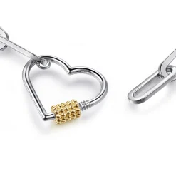Discount Gabriel & Co. 14K Yellow Gold and 925 Sterling Silver Link Chain Bujukan Heart Necklace