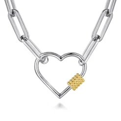 Discount Gabriel & Co. 14K Yellow Gold and 925 Sterling Silver Link Chain Bujukan Heart Necklace