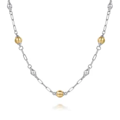 Outlet Gabriel & Co. 14K Yellow Gold and 925 Sterling Silver Bujukan Beads Station Necklace