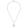 Gabriel & Co. 14K Yellow Gold and 925 Sterling Silver Bujukan White Sapphire Starburst Pendant Necklace