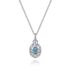 Online Gabriel & Co. 14K Yellow Gold and 925 Sterling Silver Bujukan Blue Topaz Pendant Necklace