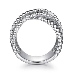 Discount Gabriel & Co. 14K Yellow Gold and 925 Sterling Silver Bujukan Beaded and Shrimp Criss Cross Ring