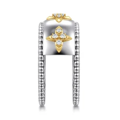 Discount Gabriel & Co. 14K Yellow Gold and 925 Sterling Silver Bujukan White Sapphire Clover Smart Ring Enhancer
