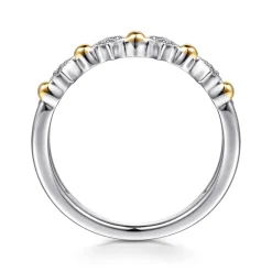 Gabriel & Co. 14K Yellow Gold and 925 Sterling Silver Bujukan Ball White Sapphire Easy Stackable Ring