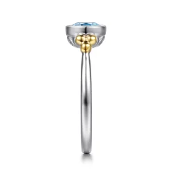 New Gabriel & Co. 14K Yellow Gold and 925 Sterling Silver Bujukan Blue Topaz Solo Ring