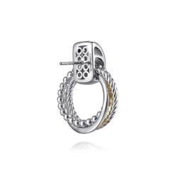 New Gabriel & Co. 14K Yellow Gold and 925 Sterling Silver Bujukan Interlocking Circle Door Knocker Stud Earrings