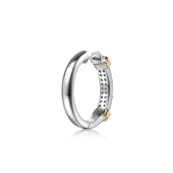 Sale Gabriel & Co. 14K Yellow Gold and 925 Sterling Silver Bujukan White Sapphire Hoops