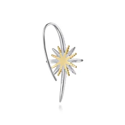 Outlet Gabriel & Co. 14K Yellow Gold and 925 Sterling Silver Bujukan White Sapphire Starburst Drop Earrings