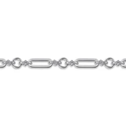 Sale Gabriel & Co. 14K Yellow Gold and 925 Sterling Silver Bujukan Beaded White Sapphire Link Chain Bracelet