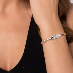 Gabriel & Co. 14K Yellow Gold and 925 Sterling Silver Bujukan White Sapphire Infinity Cuff Bracelet
