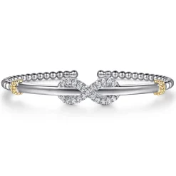 Gabriel & Co. 14K Yellow Gold and 925 Sterling Silver Bujukan White Sapphire Infinity Cuff Bracelet