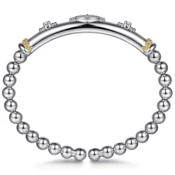 Clearance Gabriel & Co. 14K Yellow Gold and 925 Sterling Silver Bujukan White Sapphire Split Bangle Bracelet