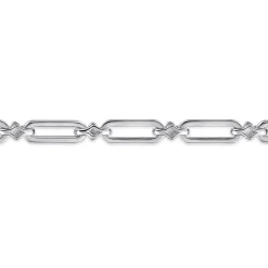 New Gabriel & Co. 14K Yellow Gold and 925 Sterling Silver Bujukan White Sapphire Link Chain Bracelet