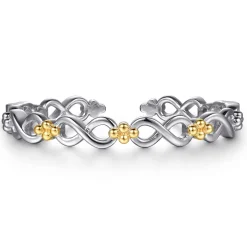 Gabriel & Co. 14K Yellow Gold and 925 Sterling Silver Bujukan Infinity Cuff Bracelet