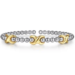 Clearance Gabriel & Co. 14K Yellow Gold and 925 Sterling Silver Bujukan Station Bangle