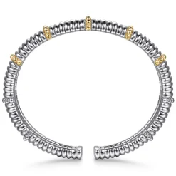 Outlet Gabriel & Co. 14K Yellow Gold and 925 Sterling Silver Shrimp Texture Bujukan Split Bangle Bracelet