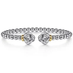 Discount Gabriel & Co. 14K Yellow Gold and 925 Sterling Silver Knot Bujukan Open Bangle Bracelet