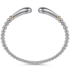 Clearance Gabriel & Co. 14K Yellow Gold and 925 Sterling Silver Pear Shape Split Bangle Bracelet