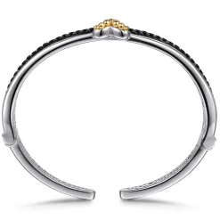 New Gabriel & Co. 14K Yellow Gold and 925 Sterling Silver Bujukan Black Spinel X Bangle Bracelet