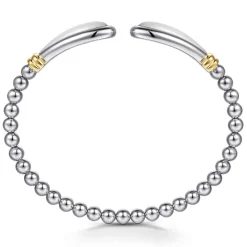 Gabriel & Co. 14K Yellow Gold and 925 Sterling Silver Bujukan Bangle with White Mother of Pearl