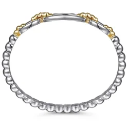 Clearance Gabriel & Co. 14K Yellow Gold and 925 Sterling Silver Bujukan Open Bangle Bracelet