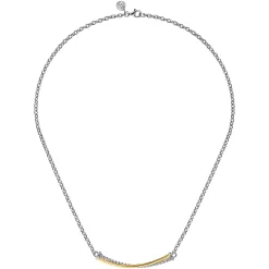 New Gabriel & Co. 14K Yellow Gold and 925 Sterling Silver Bujukan Criss Cross Bar Necklace