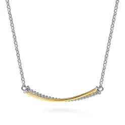 New Gabriel & Co. 14K Yellow Gold and 925 Sterling Silver Bujukan Criss Cross Bar Necklace